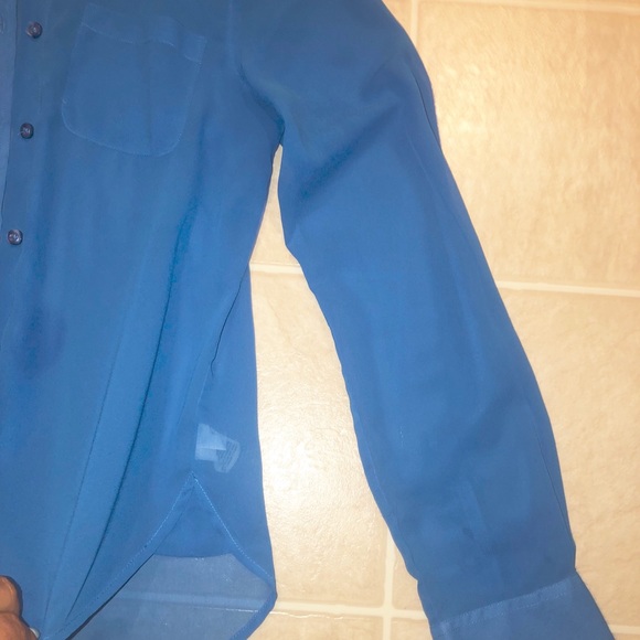 FINAL-American Eagle Blue Sheer Button Down Shirt - Picture 5 of 5